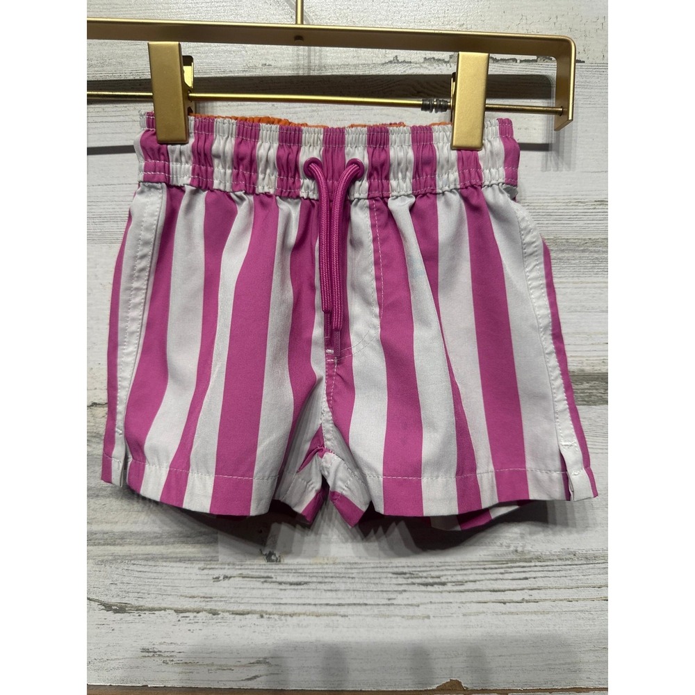 Cotton on Kids Swim‎ Trunks Kids 2T Pink White Striped Drawstring *Flawed*